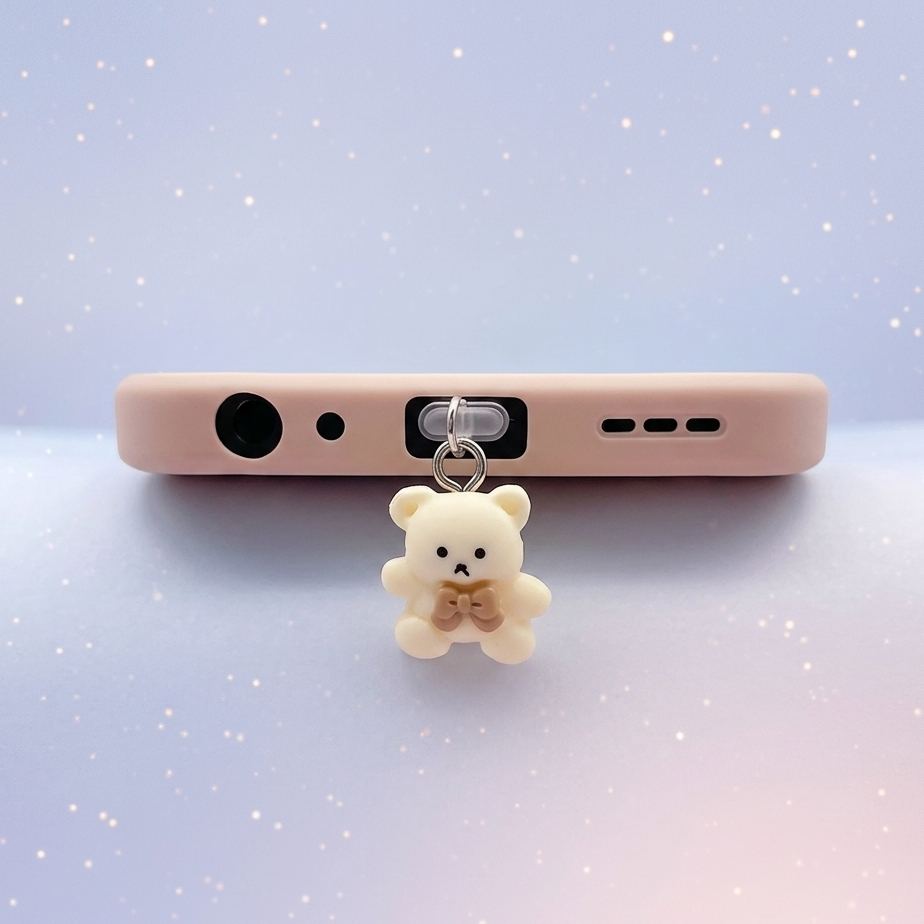 3D Bear Phone Dust Charm – Cute Charging Port Protector
