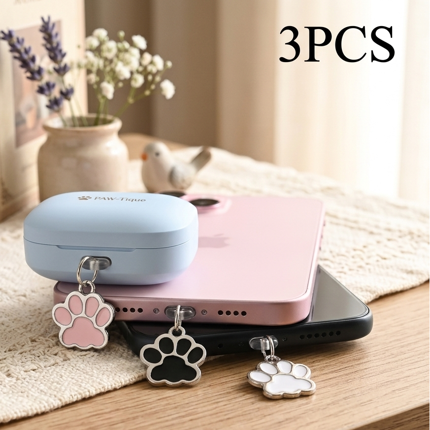 🐶 3PCS Paw Print Phone Charms – A Must-Have for Every Dog Lover
